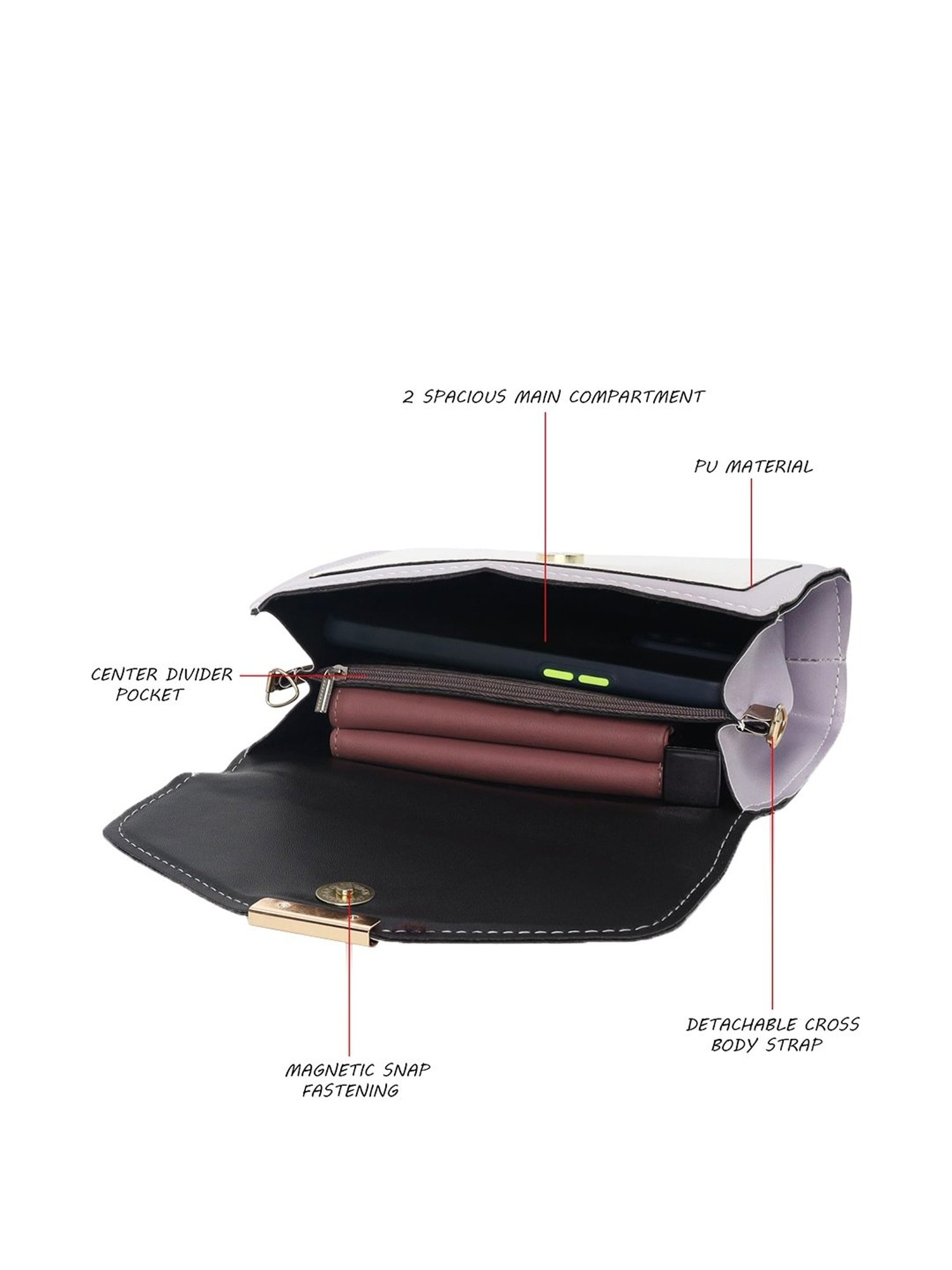 Pierre Cardin Purple & White Color Block Medium Satchel Handbag