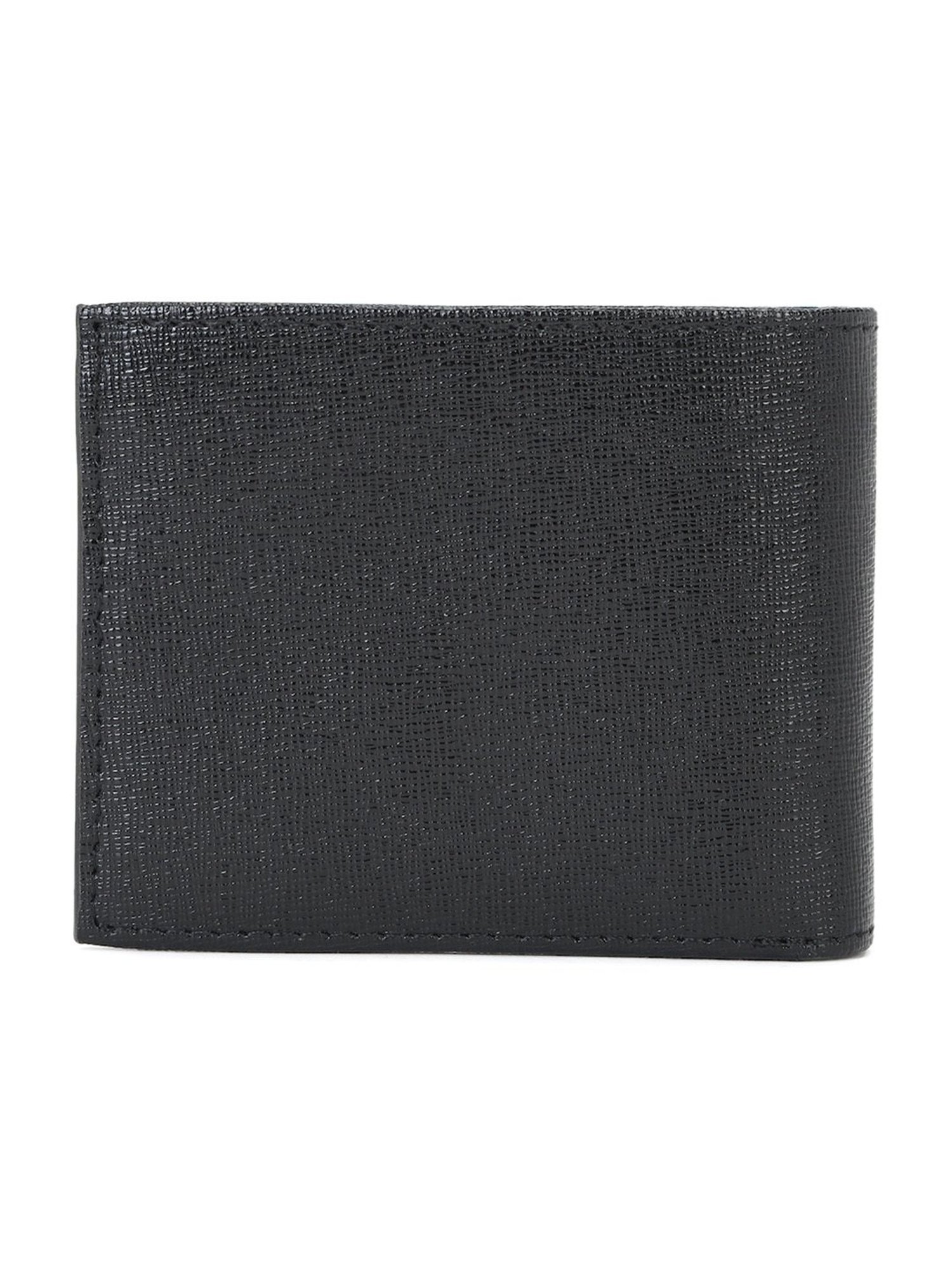 Louis Philippe Black Textured Leather Bi-Fold Wallet for Men