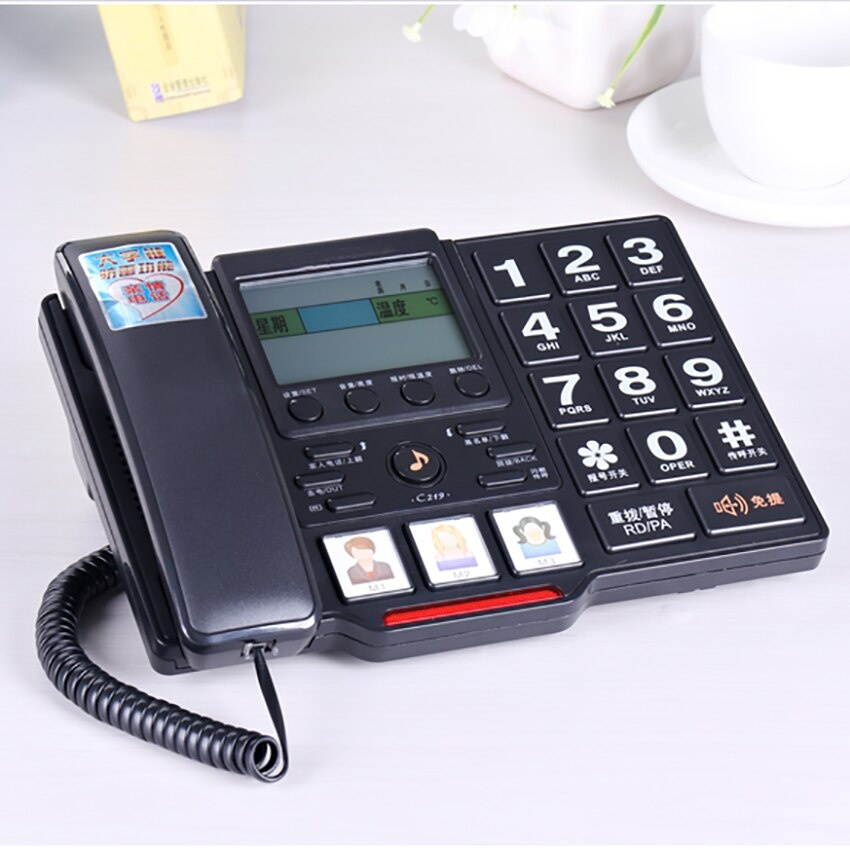 Big Button Corded Phone Picture Care Landline for Seniors with Voice Broadcast, Caller ID, Call Block, Speakerphone, Dual Ports