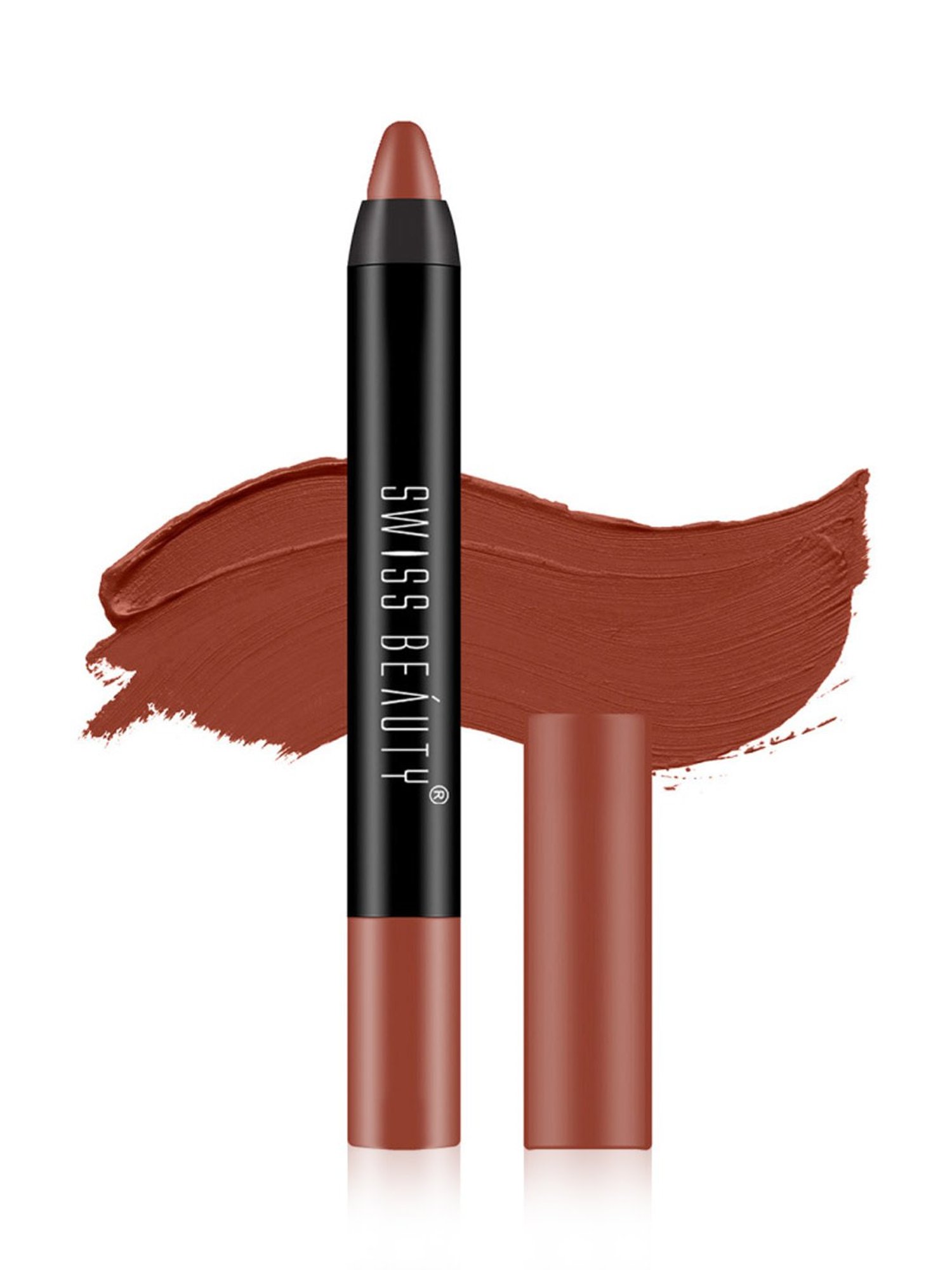 SWISS BEAUTY Non Transfer Matte Crayon Lipstick Brownie Point - 3.5 gm