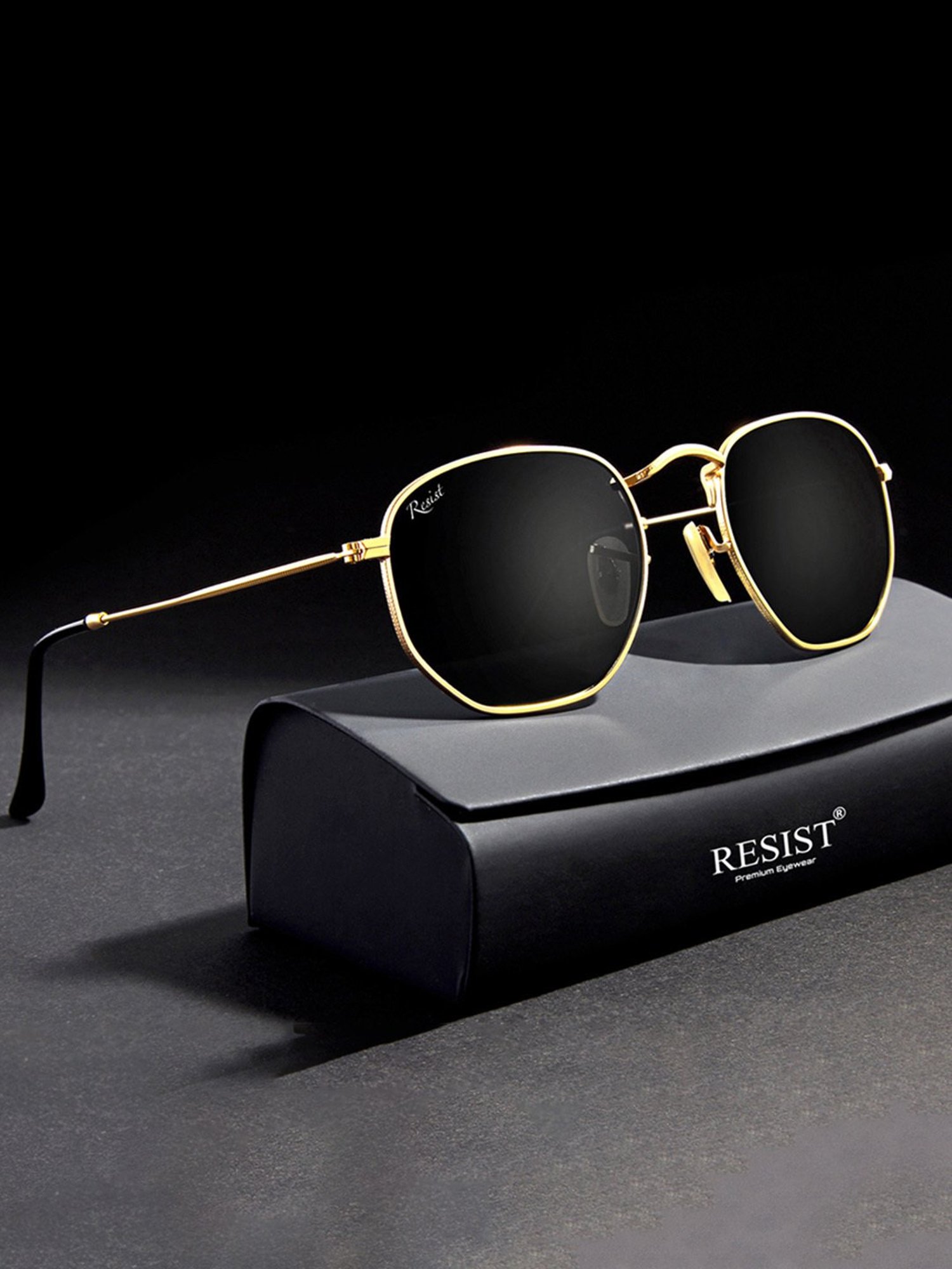 Resist Eyewear Black Hexagon UV Protection Unisex Sunglasses