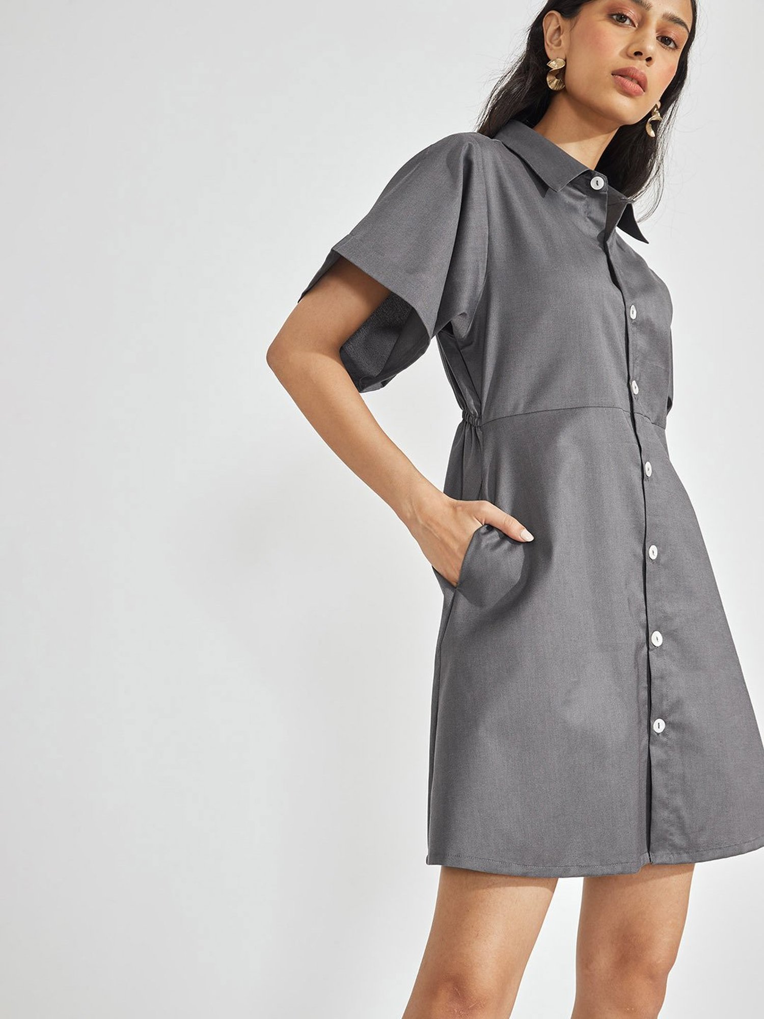 The Label Life Charcoal Shirt Dress