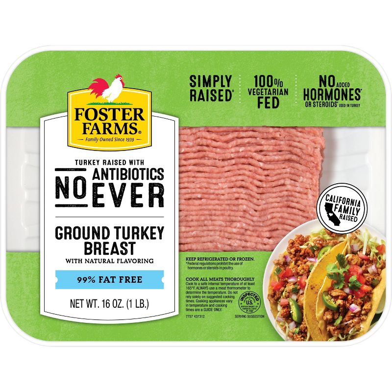Foster Farms Antibiotic Free 99/1 Ground Turkey Breast 16oz