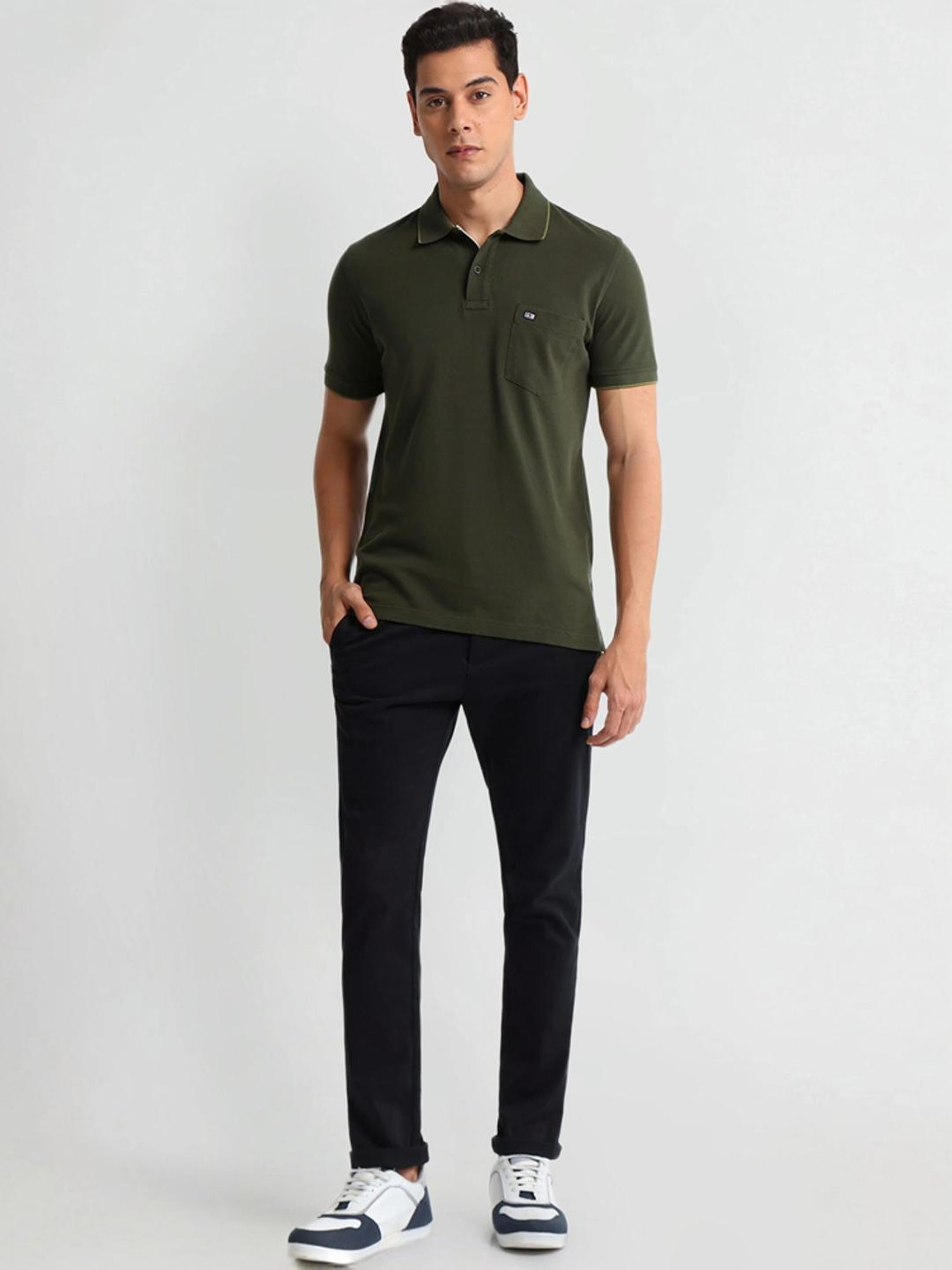 Arrow Sports Green Regular Fit Polo T-Shirt