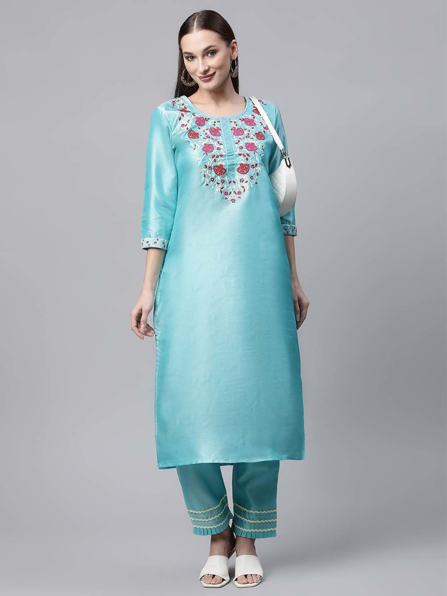 Sringam Blue Embroidered Kurta Pant Set