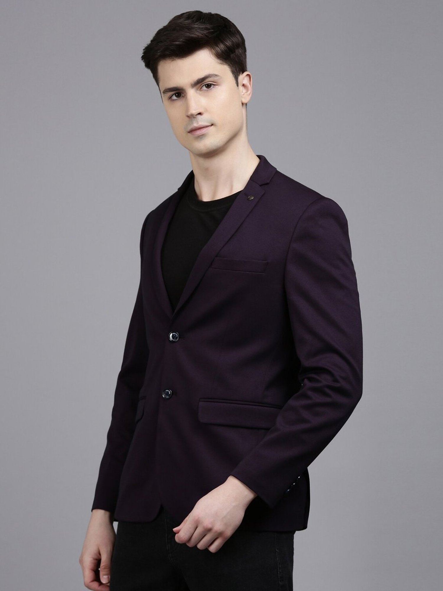 Louis Philippe Light Blue Regular Fit Blazer