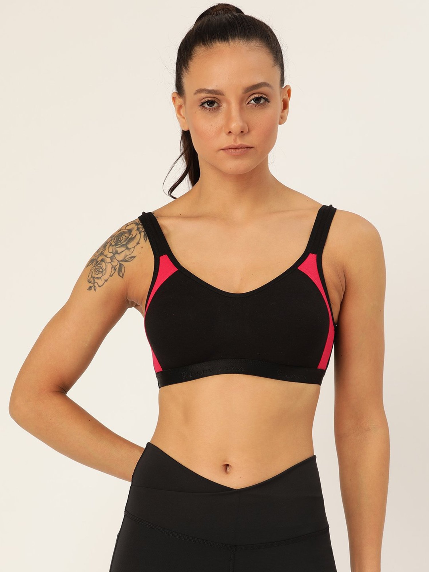Lady Lyka Black Non Wired Non Padded Sports Bra