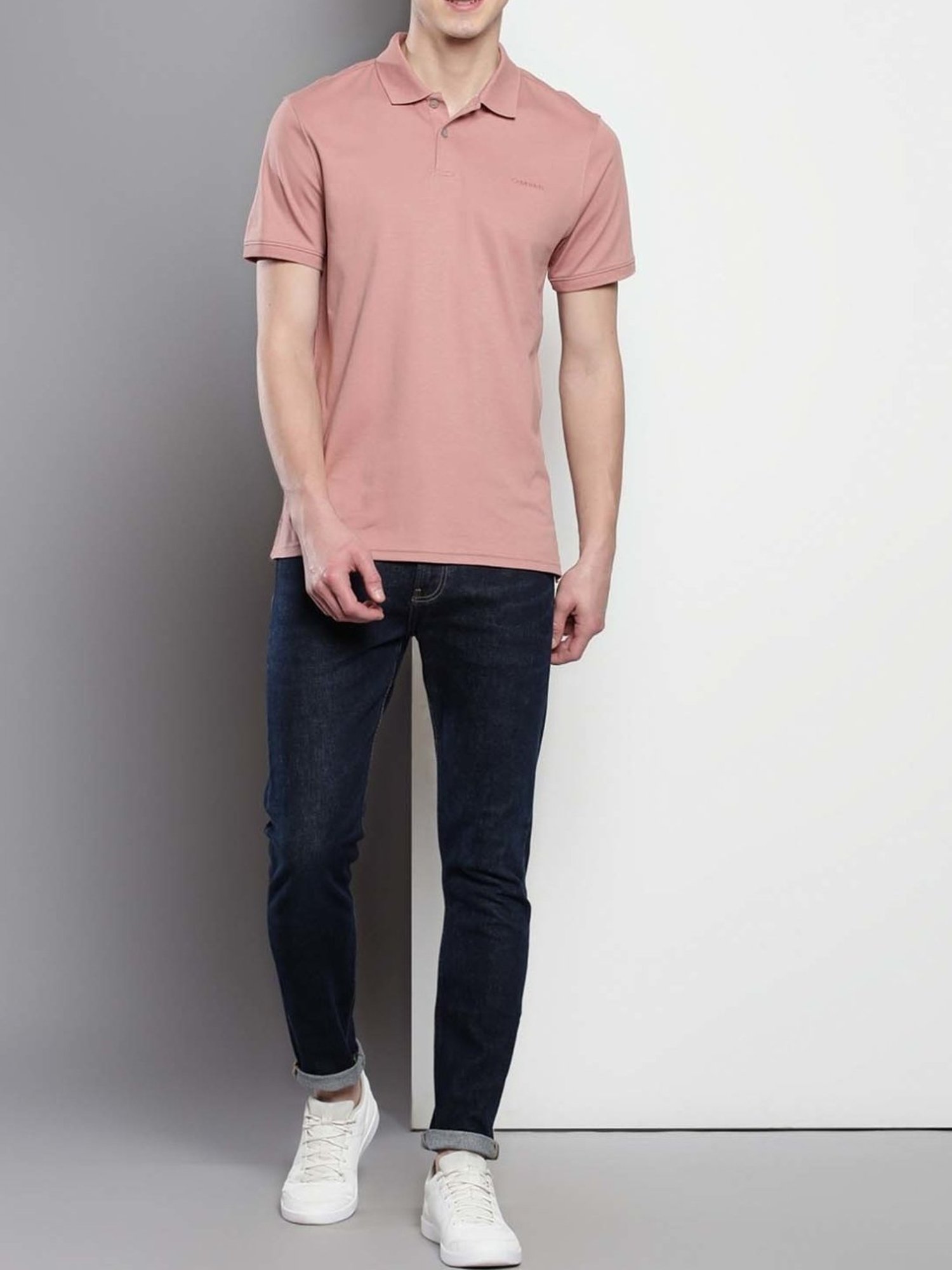 Calvin Klein Ash Rose Cotton Regular Fit Polo T-Shirt