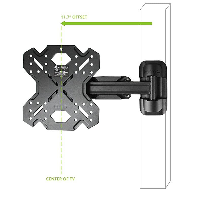 PS200 Full Motion Articulating TV Wall Mount for 26inch to 60inch TVs | Integrated Cable Management | Low Profile and 14 Inch Extension | Single Stud Wallplate