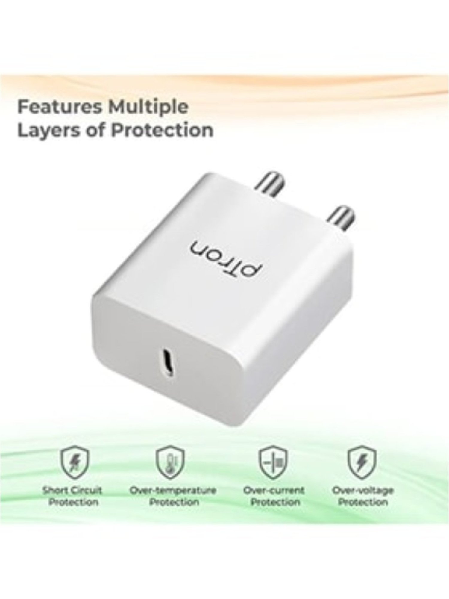 PTron Volta FC14 20W Fast PD-Type-C Charger Adapter with Fast Charging (Charger Only) - White