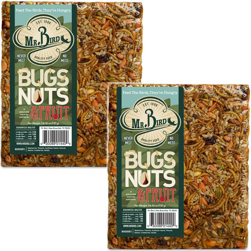 Home & Garden 7.25" Bugs Nuts Fruit Feast Lg Cakes Large Set / 2 Bird Feed No Mess Mr Bird  -  Bird And Wildlife Food