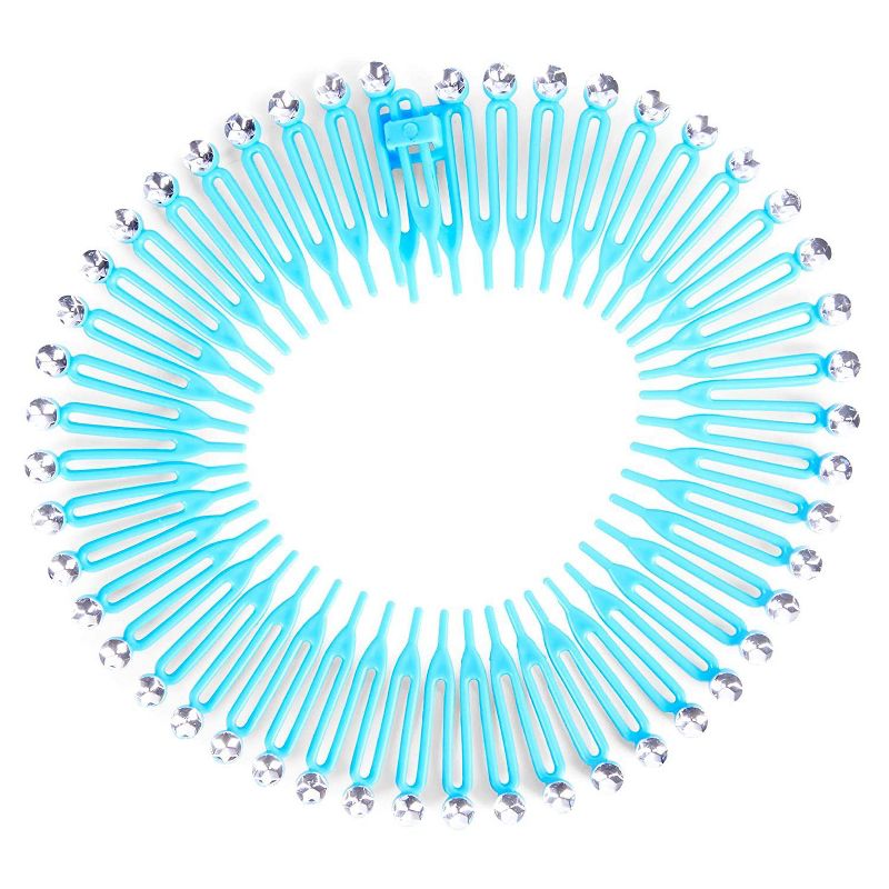 Glamlily 12 Pack Zig Zag Circle Women's Headbands, Rhinestone Hair Accessories, 4.5 in