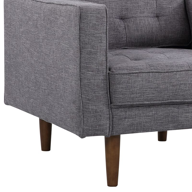 Element Mid-Century Modern Chair in Dark Gray Linen and Walnut Legs - Armen Living