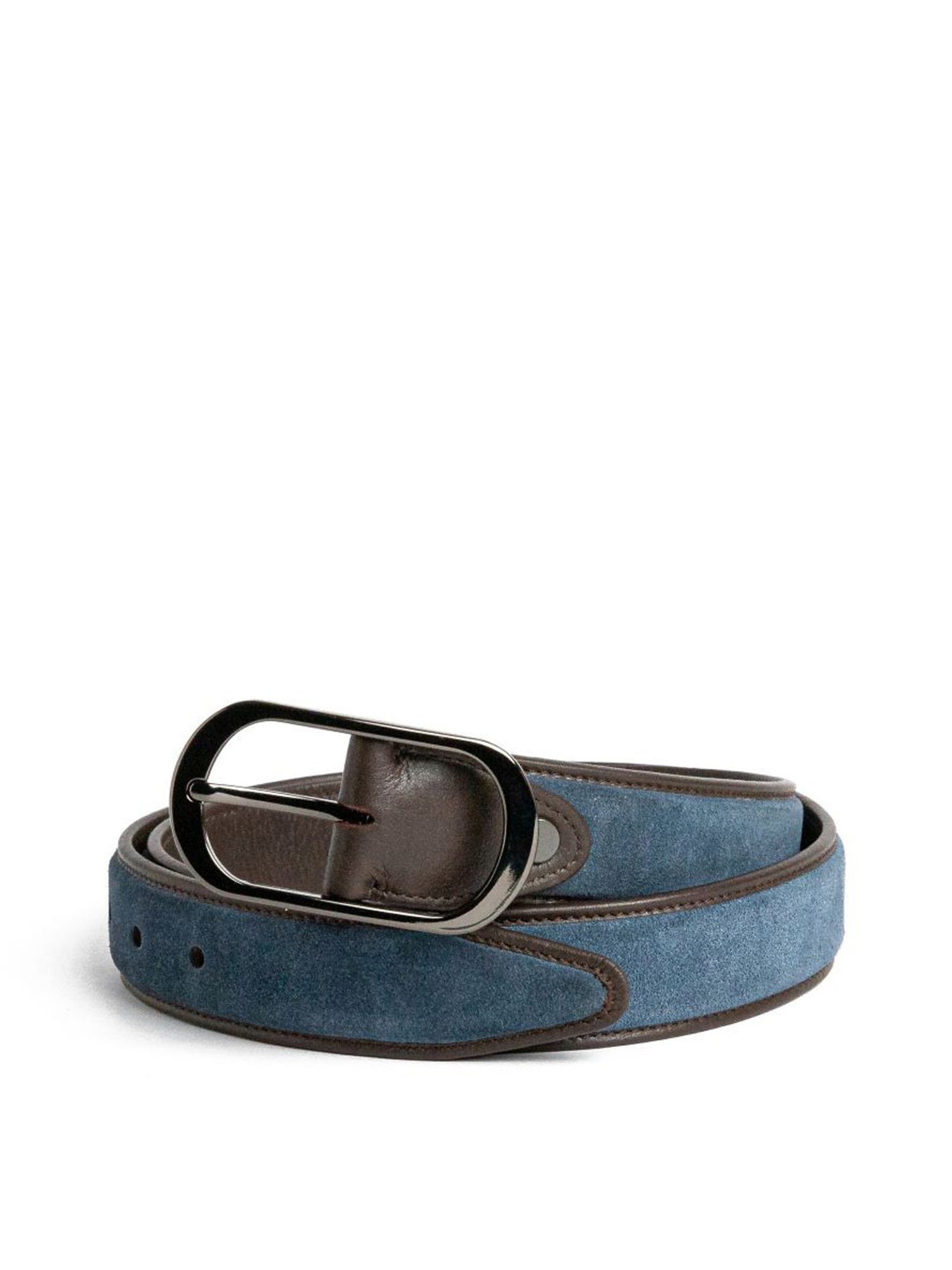 James Aston Marcello Ultimo Blue & Dark Brown Leather Solid Reversible Belt