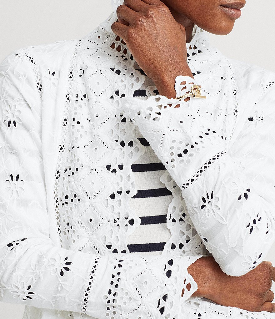 Caroline Rose Tissue Linen Bracelet Sleeve Shirt Jacket