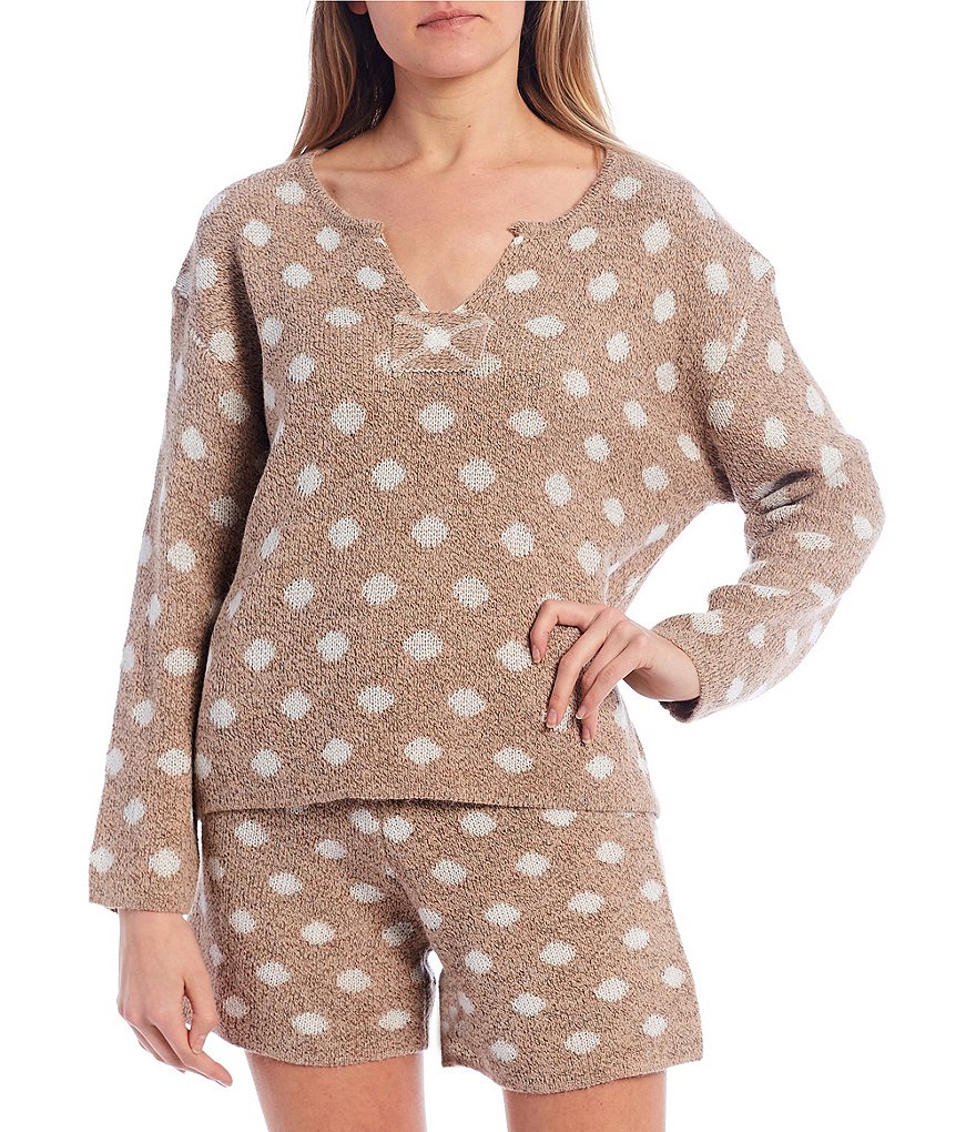 Blu Pepper Polka Dot Long Sleeve Pullover Top