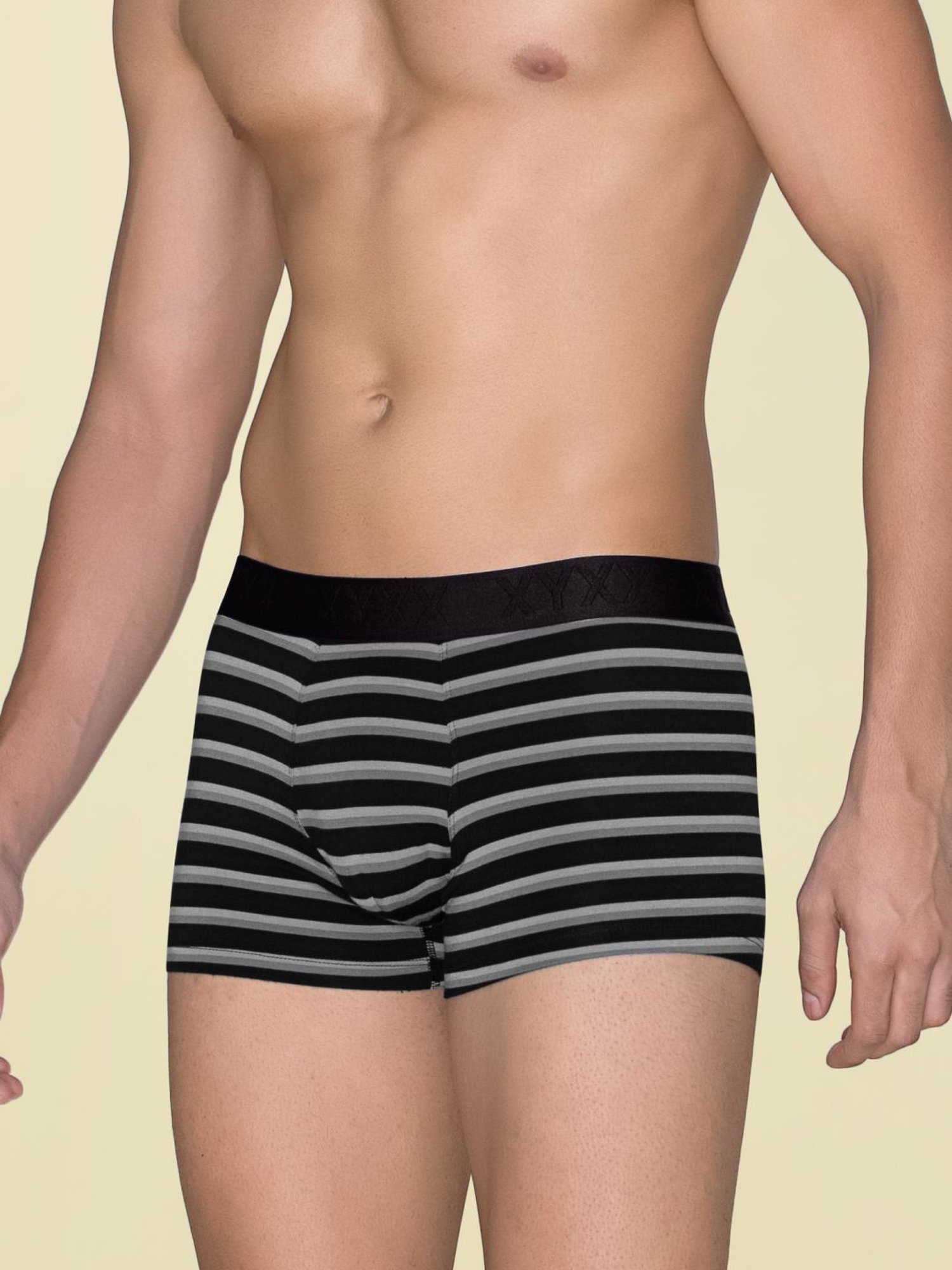 XYXX Pacific Blue & Black Noir Slim Fit Striped Trunks - Pack Of 2