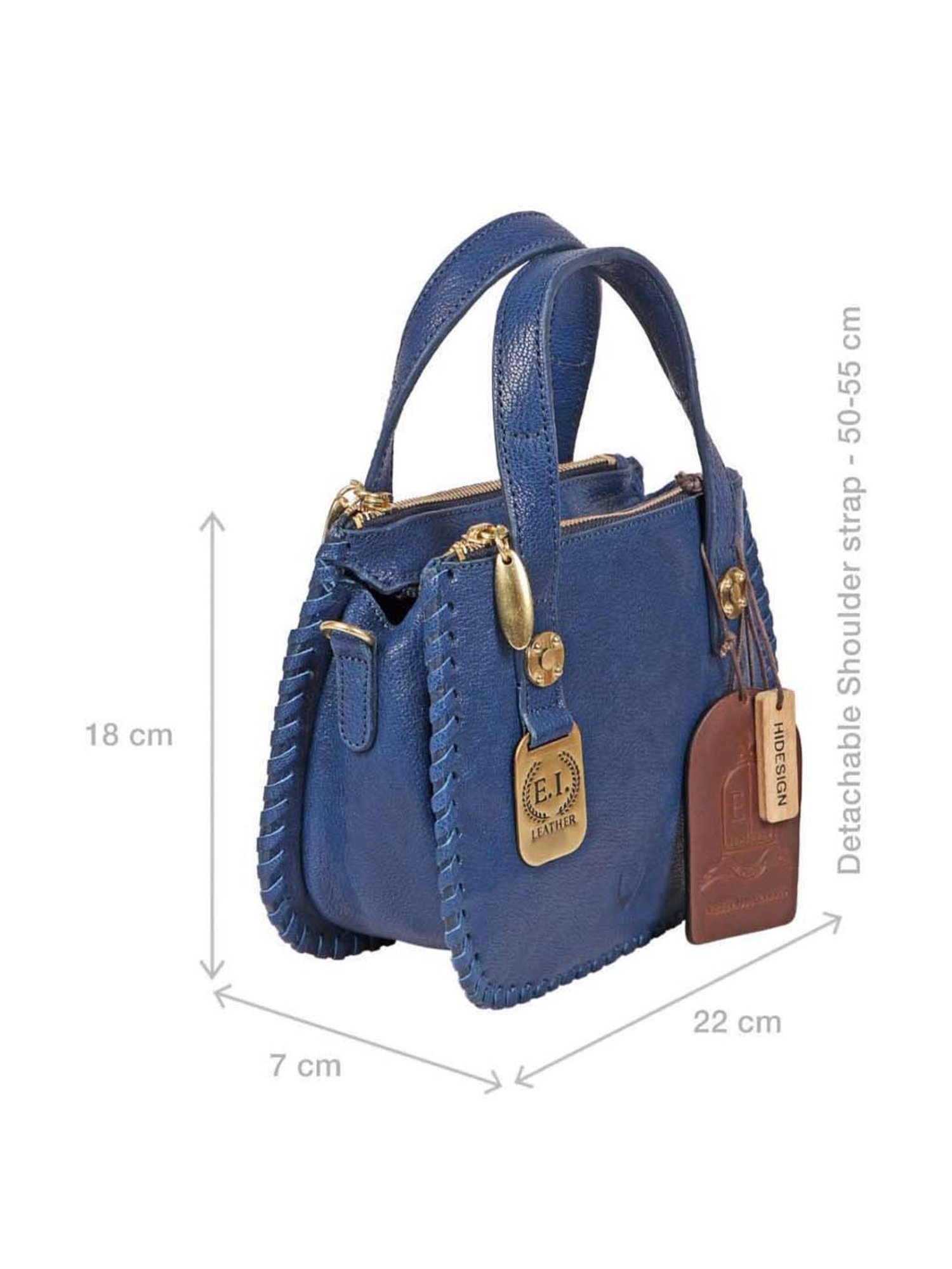 Hidesign Blue Solid Medium Handbag