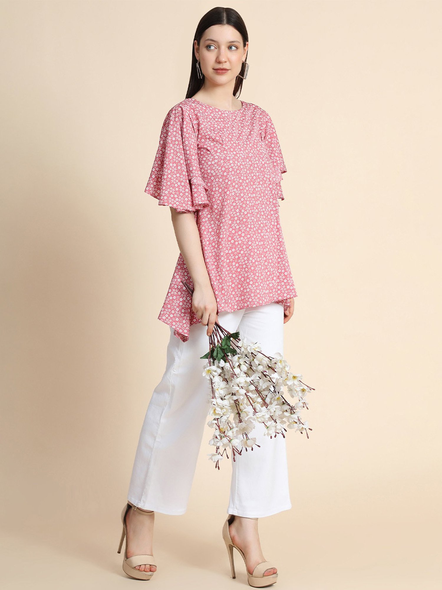 KERI PERRY Pink Floral Print Top