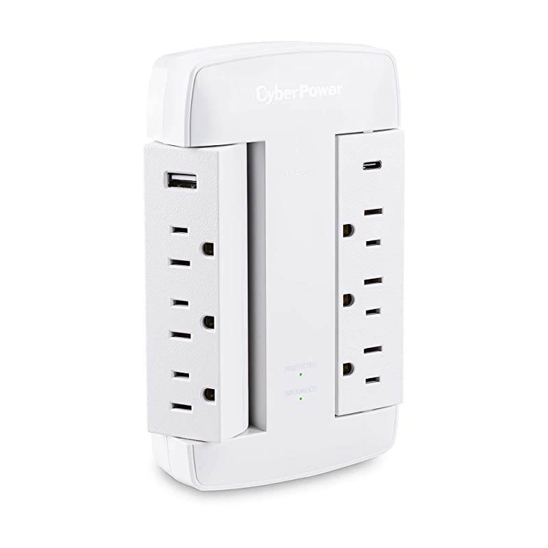 CSP600WSURC5 Professional Surge Protector 900J125V 6 Swivel Outlets 1 USBC Charge Port 1 USBA Charge Port White Wall Tap White Version
