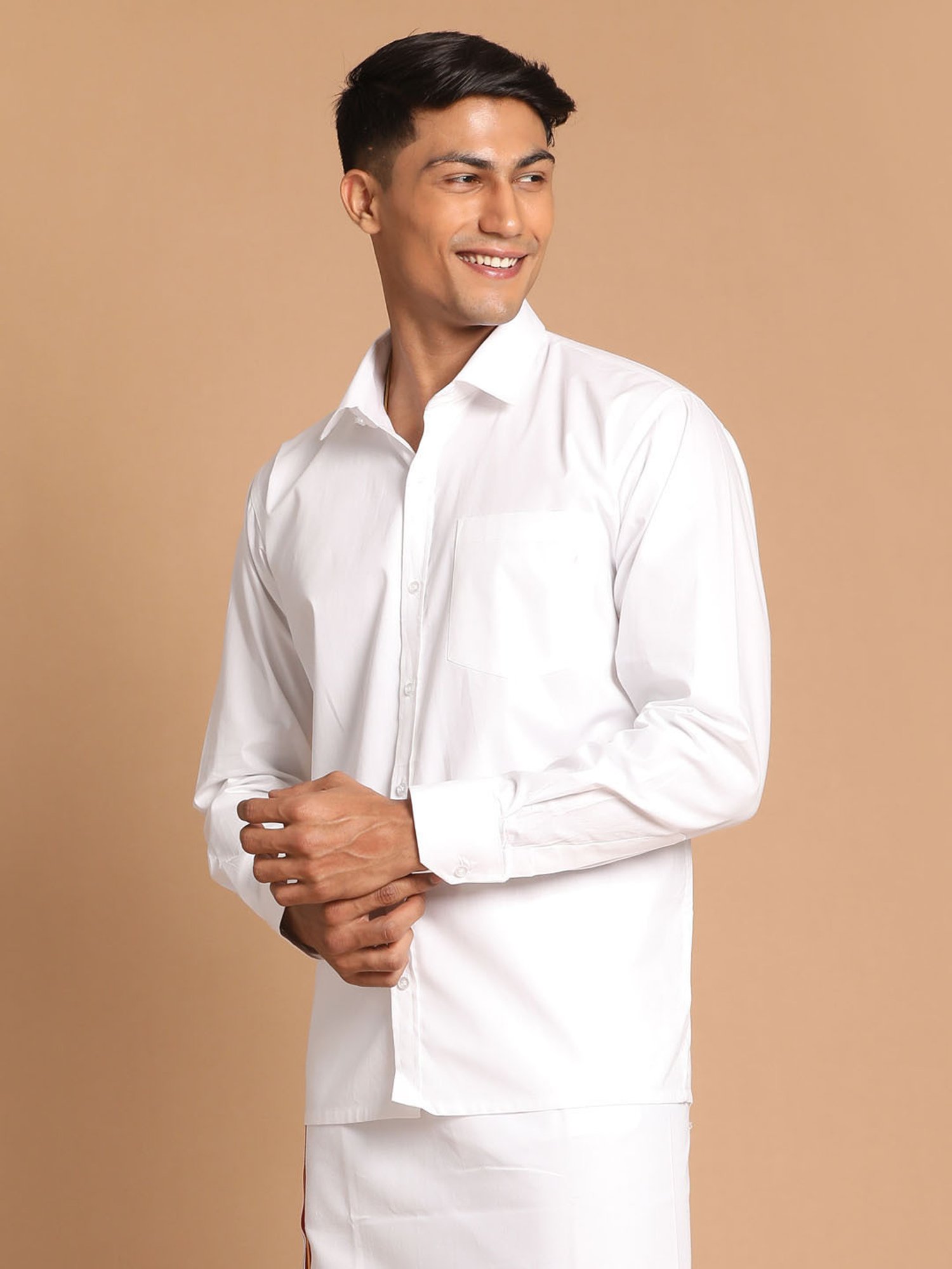 Ramraj Red Cotton Regular Fit Shirt