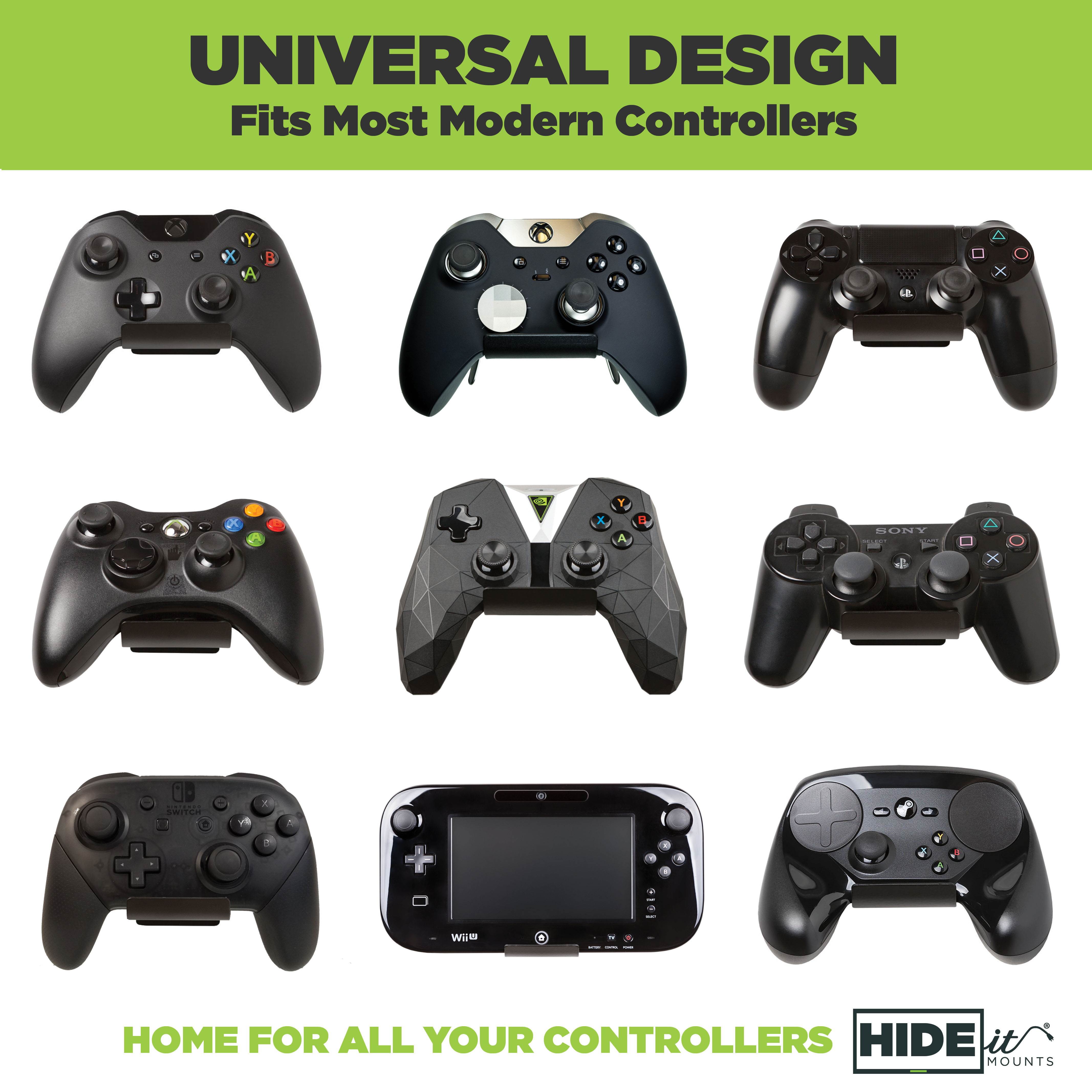HIDEit Uni-C (2 pack Black) Controller Wall Mount | Made in the USA