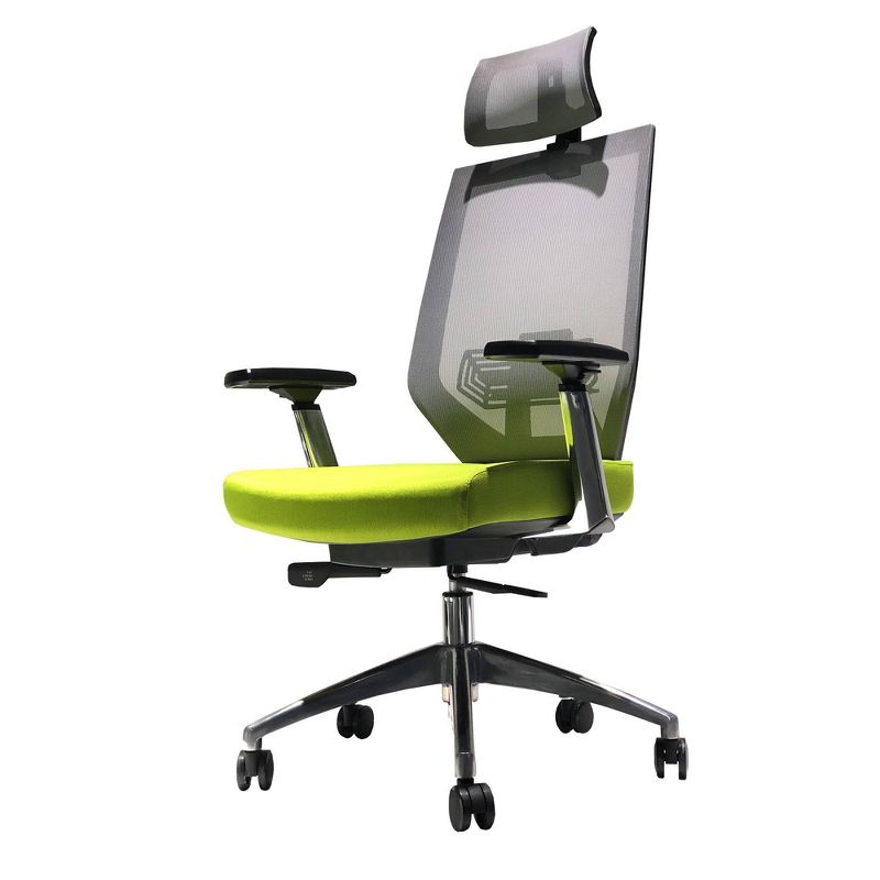 Adjustable Headrest Ergonomic Office Swivel Chair with Padded Seat and Casters Green/Gray - The Urban Port