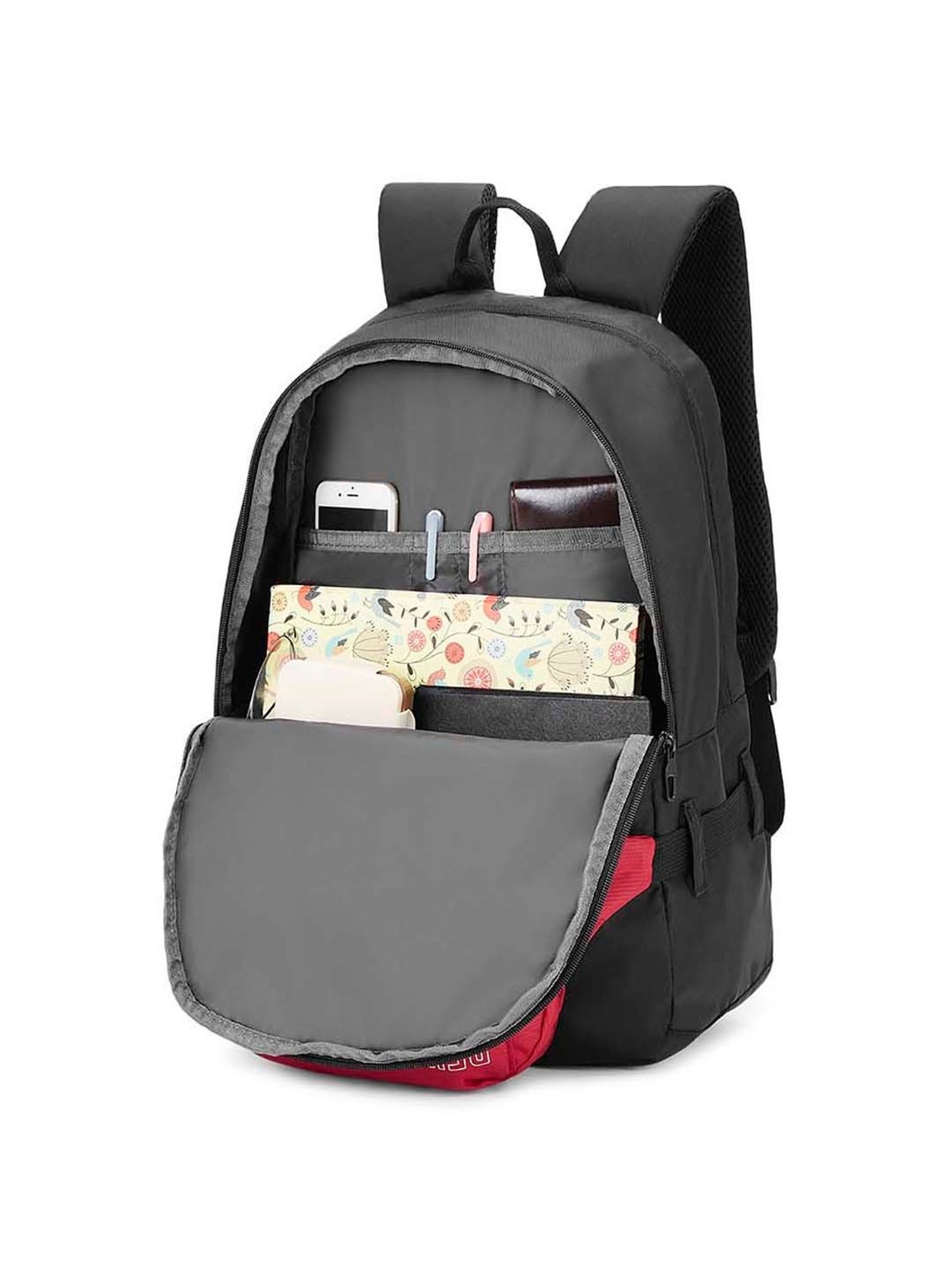 United Colors of Benetton Olivine 9 Ltrs Black & Red Small Laptop Backpack