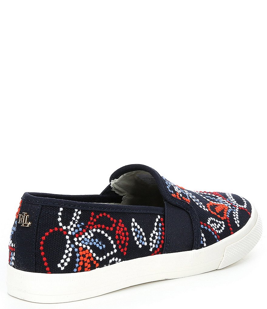 Lauren Ralph Lauren Jinny Floral Embroidered Slip-On Sneakers
