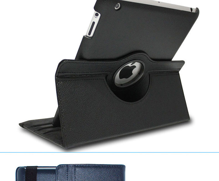 360 Degree Rotatable Flannel Twill Fine Protected Case for New iPad (iPad 3) / iPad 2 / iPad 4 / iPad, Black