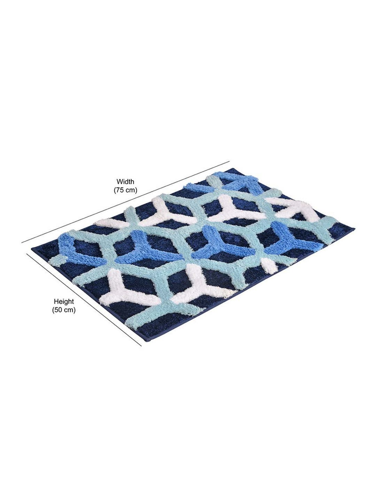 @home Navy Polyester 800 GSM Anti Skid Bath Mat