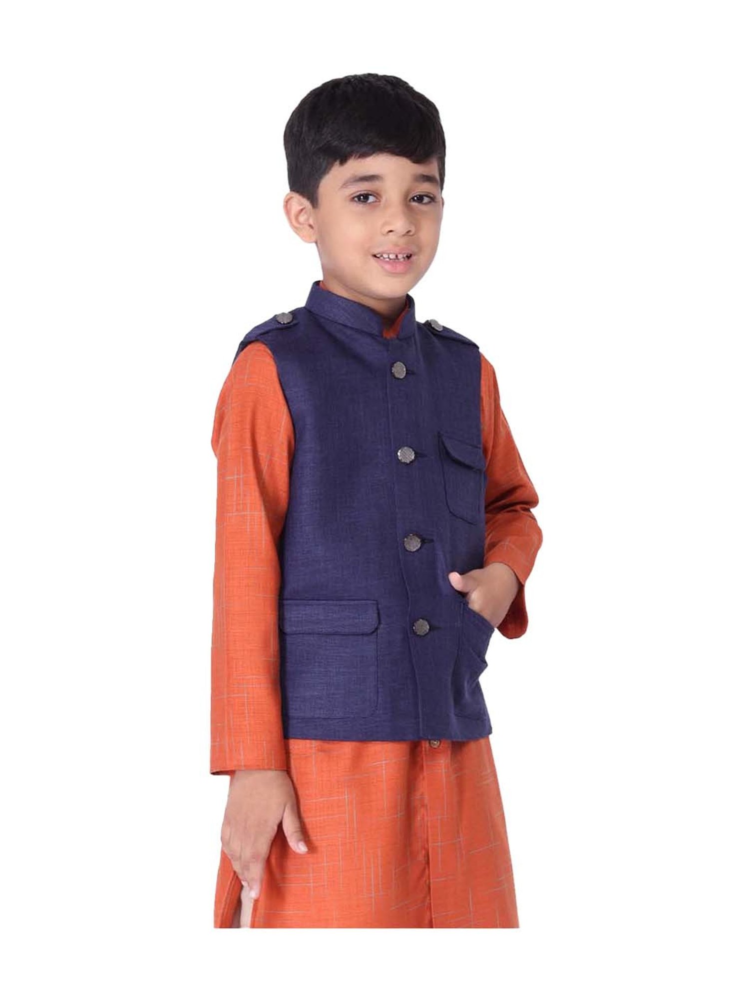 TABARD Kids Blue Regular Fit Nehru Jacket