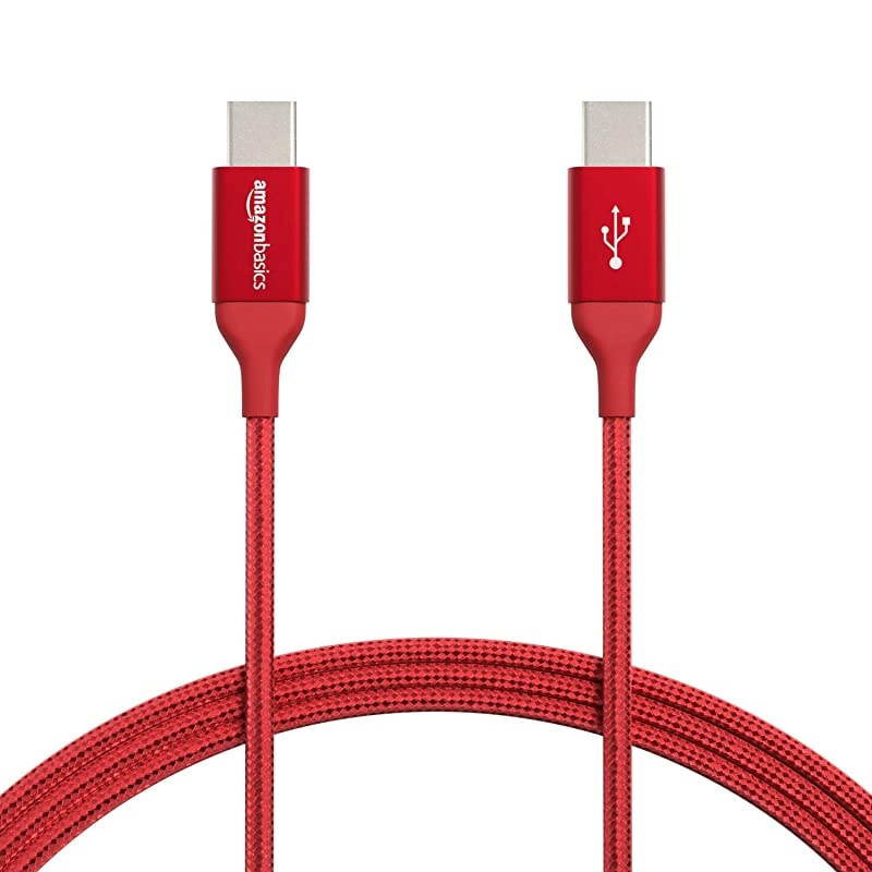 Double Braided Nylon USBC to USBC 20 Fast Charging Cable 3A 6Foot Red