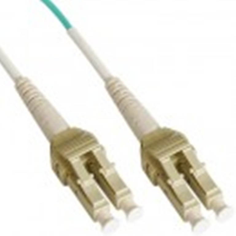 LC Uniboot Fiber Optic Patch Cord, Duplex, 10 Gb Multimode (OM4), Aqua, 3 Meter