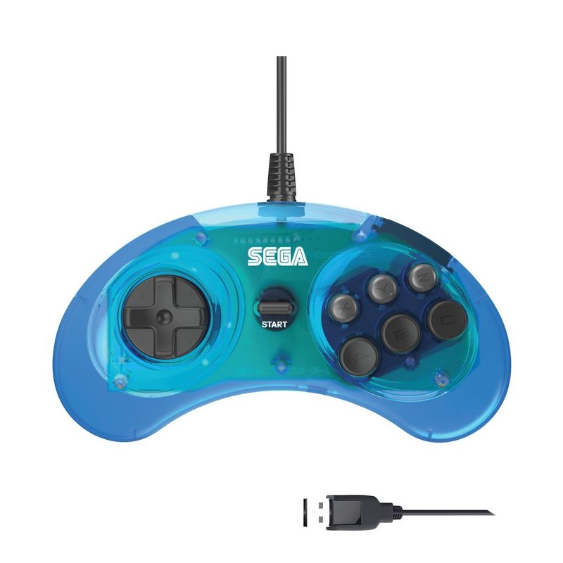 Retro-Bit SEGA Genesis(R) 6-button Arcade Pad Compatible with PC, Blue