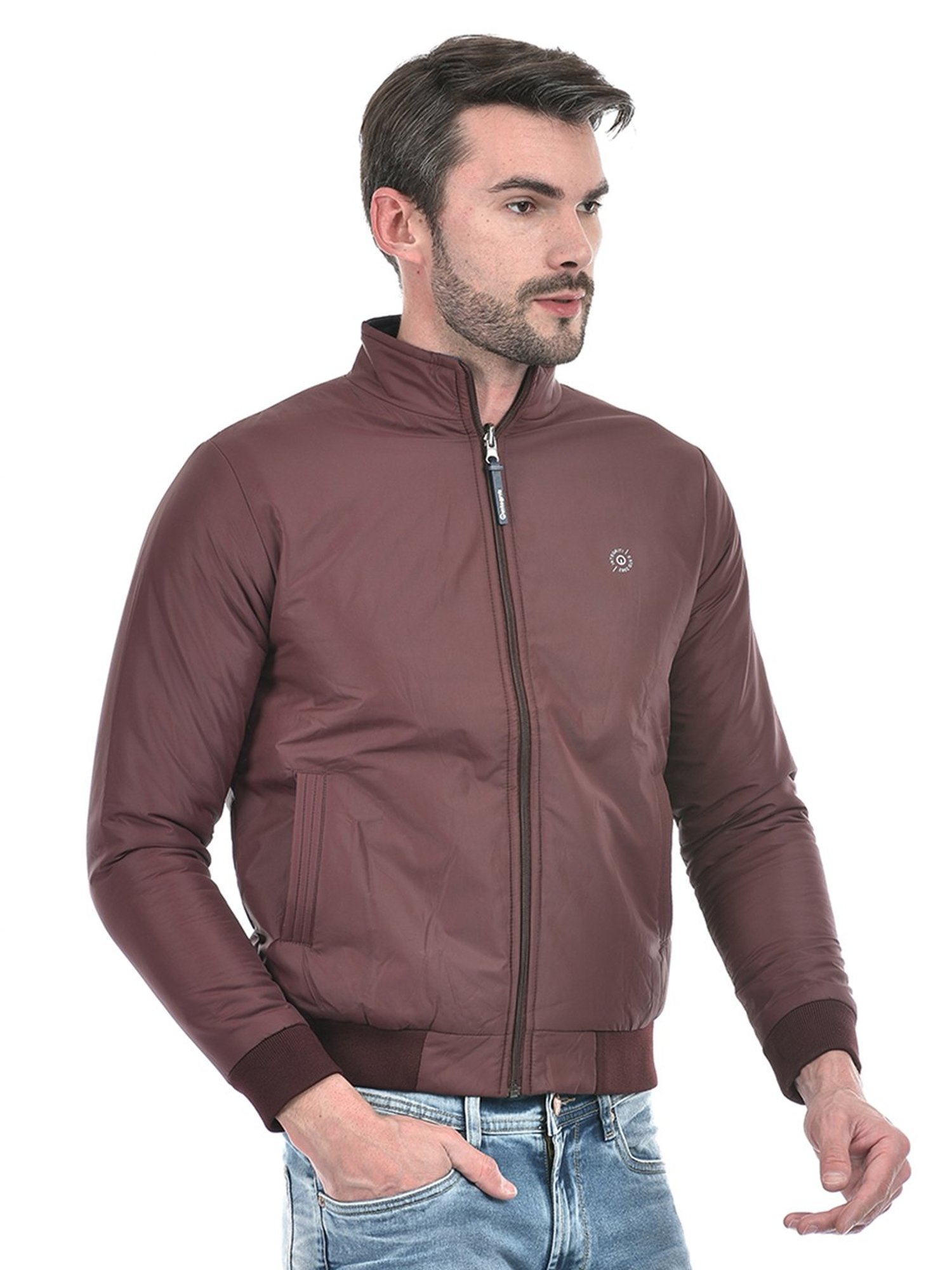 Integriti Wine & Dark Blue Regular Fit Reversible Jacket