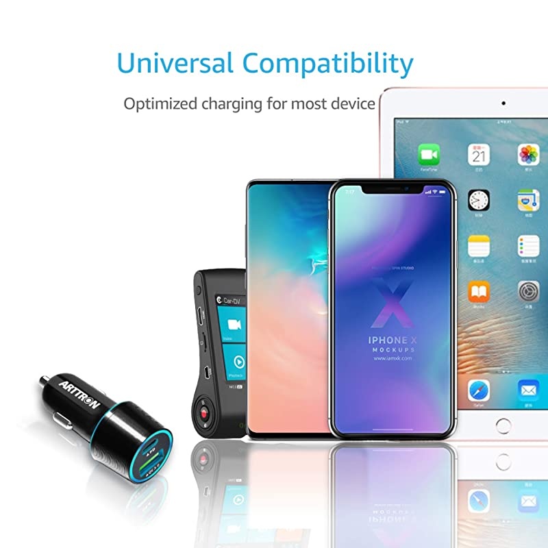 USB Car Charger  USB Car Quick Charger 30 with Charging Cable C Type Retractable 2 in 1 USB PD QC 30 car ChargerPower Delivery Dual USB Port Flush Mount Slim Fast Charge car Adapter