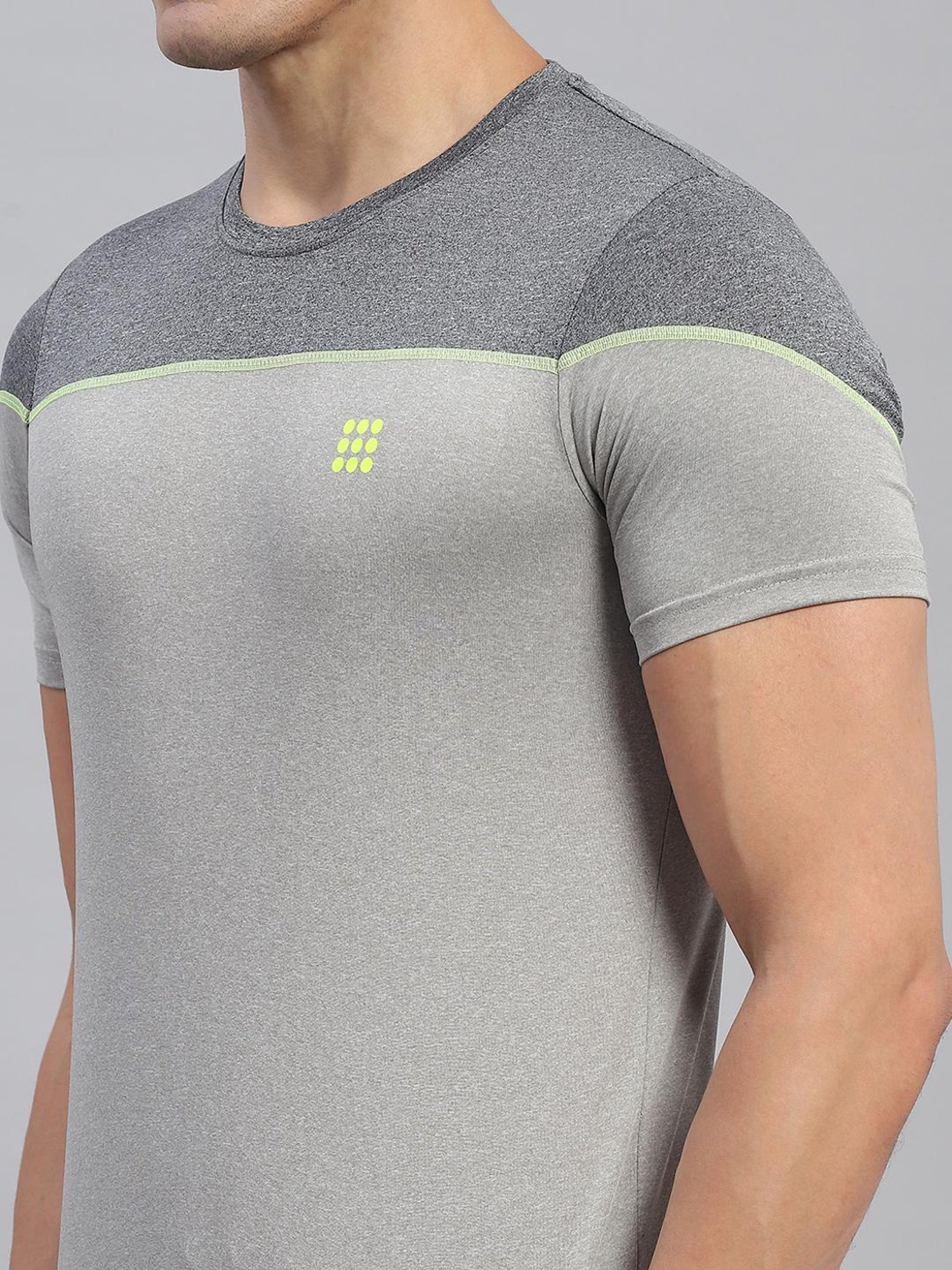 Rock.it Anthera Grey Regular Fit Colour Block T-Shirt