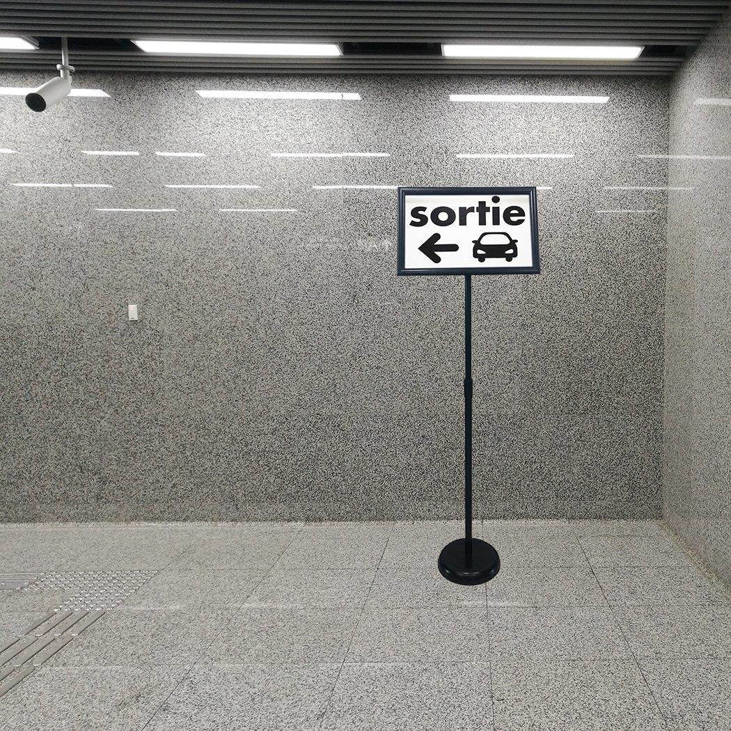 HAITIAN Sign Holder Poster Stand - Fits for 11 X 17 Inch Poster, Adjustable Stand Height, Poster Frame Revolvable To Either Horizontal or Vertical View Display, Metal Material Color Black