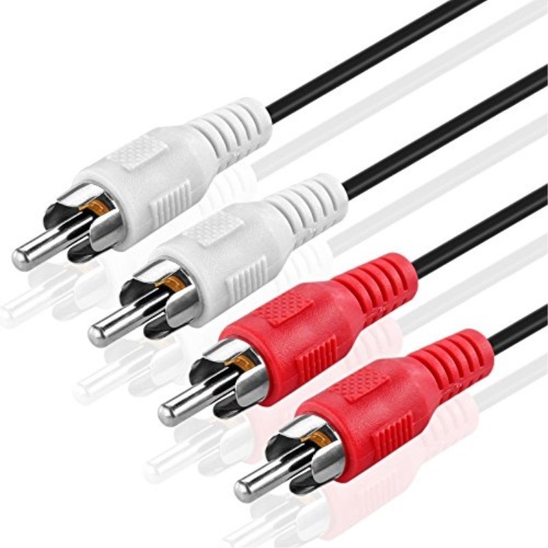 tnp 2rca stereo audio cable 15 feet  dual composite rca male connector m/m 2 channel right and left red and white shielded 2rca to 2rca av sound plug jack wire cord