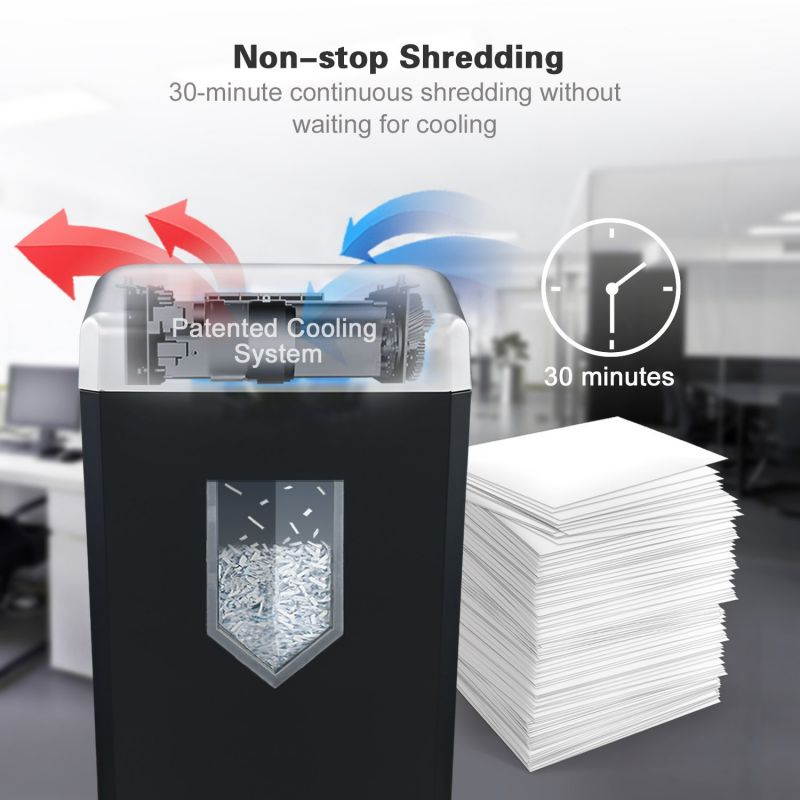 Bonsaii 14-Sheet Cross-Cut Heavy Duty Paper Shredder, 30-Minute Continuous Running Time, Credit Card/Staples Shredders for Office, Quiet Shredding Machine with Jam Proof System (C169-B)