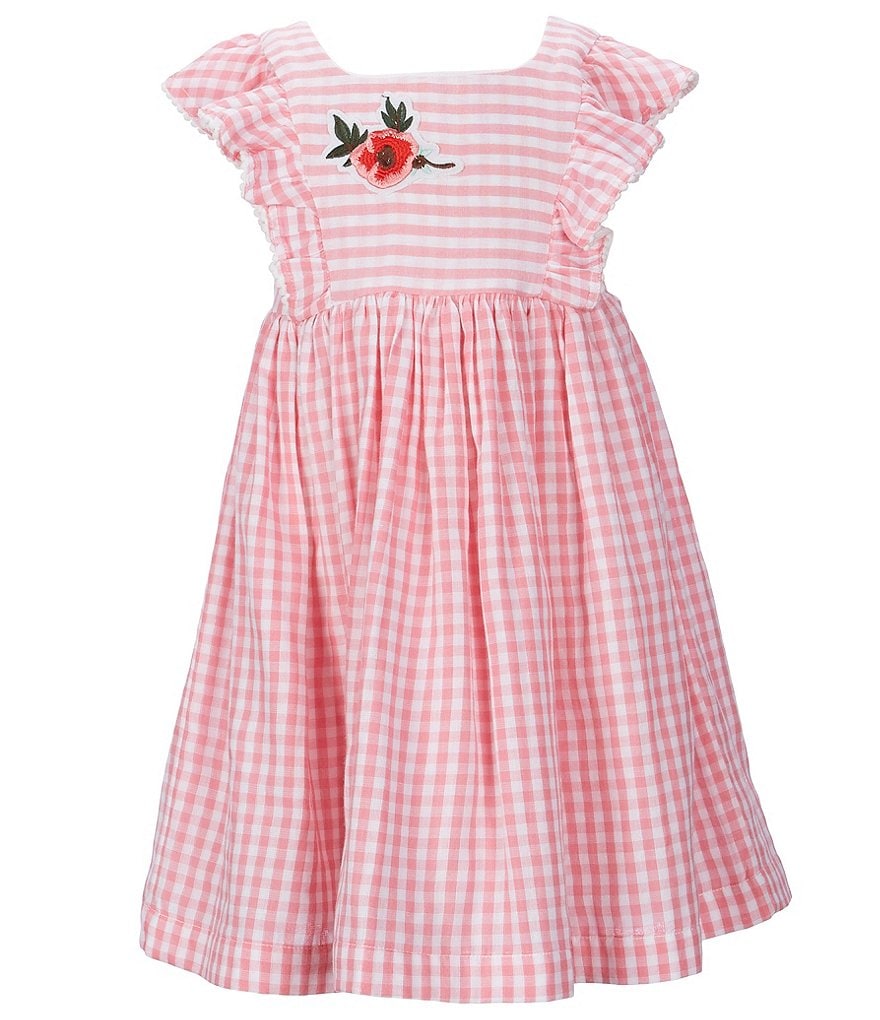 Laura Ashley Little Girls 2T-6X Short Sleeve Gingham Babydoll Dress