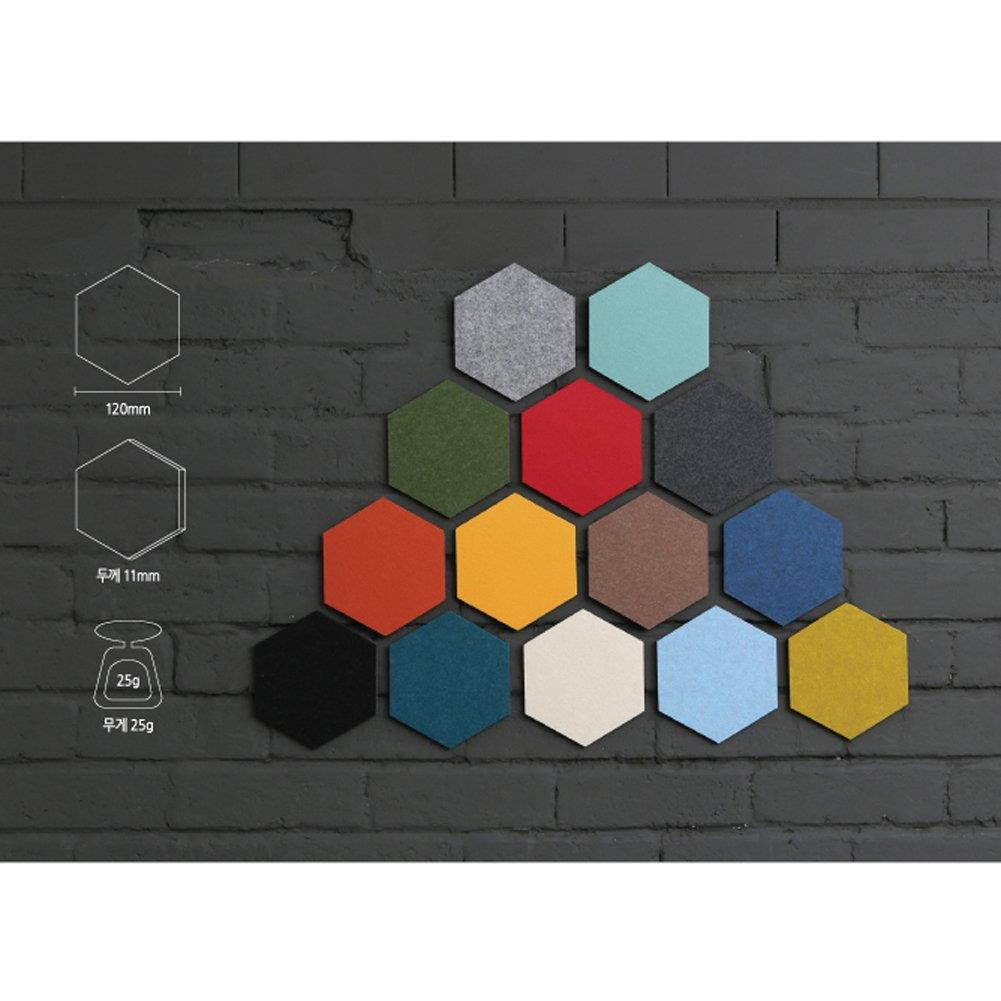 Thehaki Sandwich Felt Board Hexagon type Memo Board Wall Decoration Home Deco (Dark Gray 4pcs Set)