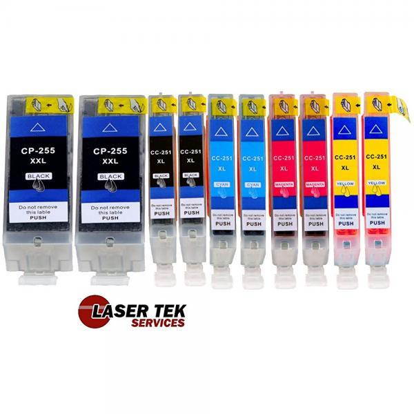 Laser Tek Services&reg; 10 Pack Canon PGI-255XXL and CLI-251XL Compatible Inks. (2BK,2k,2C,2M,2Y)