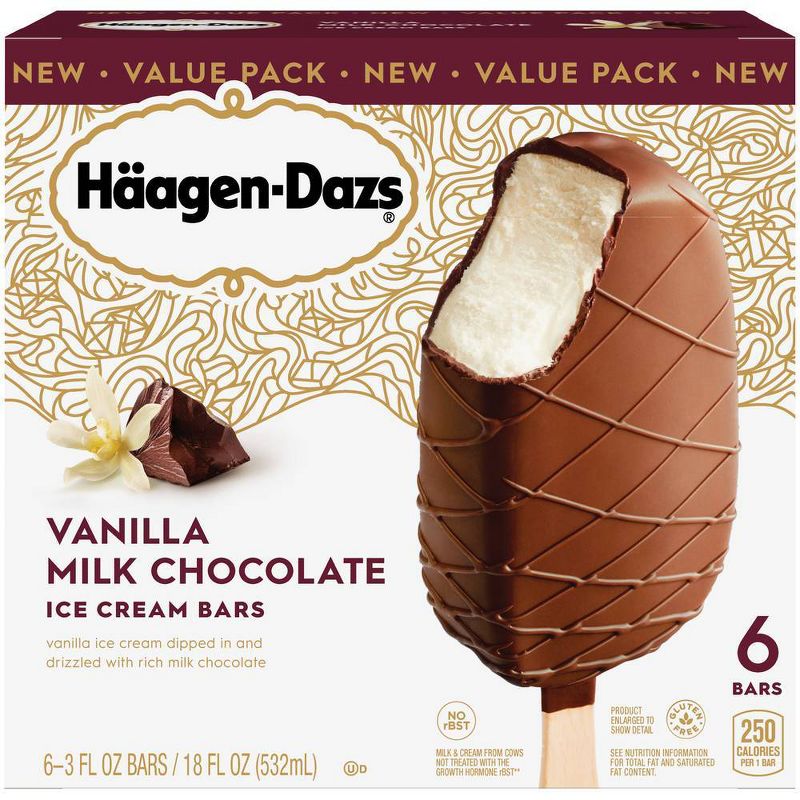 Haagen-Dazs Vanilla Milk Chocolate Ice Cream Bar - 6ct