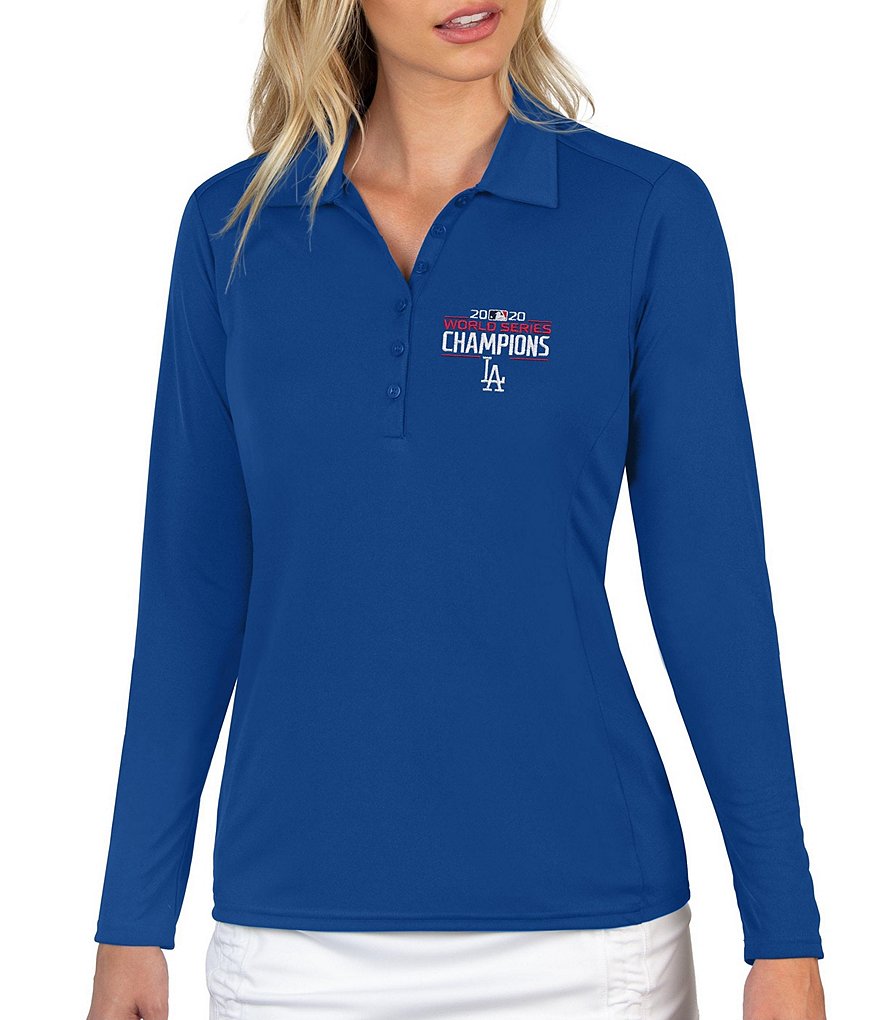 Antigua Women's MLB Los Angeles Dodgers 2020 World Series Champions Tribute Long-Sleeve Polo Shirt