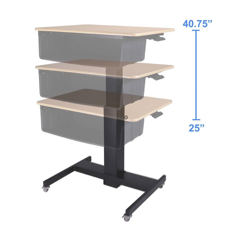 28" Height Adjustable Mobile School Standing Desk with Book Box Natural - Rocelco