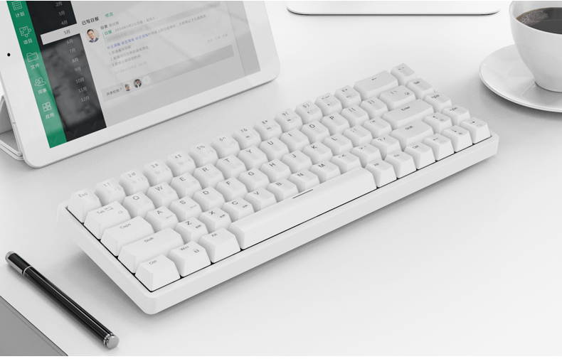 Royal Kludge RK837  68Keys Mini Layout Bluetooth and USB Wired Dual Mode Mechanical Keyboard, PBT Keycaps, Cherry MX Switch, White Backlit-Light Through Version