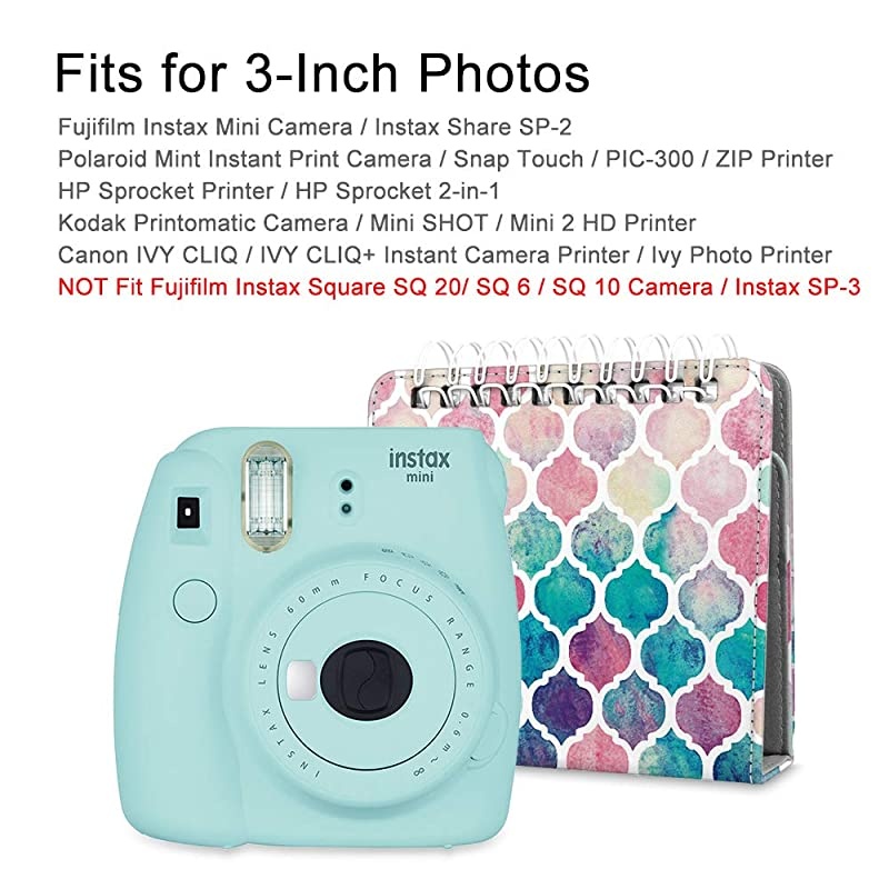 Calendar Photo Album for 3-Inch Film - 64 Pockets Album for Fujifilm Instax Mini 11/Mini 9/Mini Link Printer/Mini LiPlay, Canon Ivy CLIQ, Polaroid, Kodak Instant Print Camera, Moroccan Love