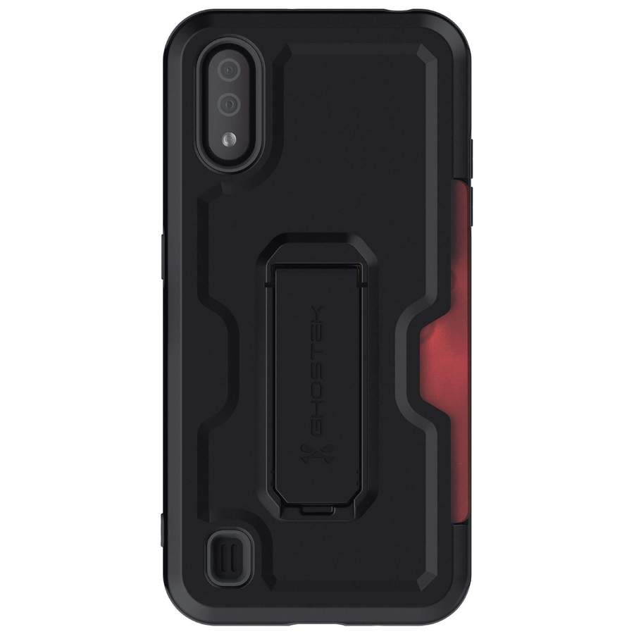 Ghostek Iron Armor Belt Clip Galaxy A11 Case with Holster, Card Holder and Stand Protective Full Body Cover with Heavy Duty Protection Slim Matte Design Galaxy A11 (6.4") (Matte Black)
